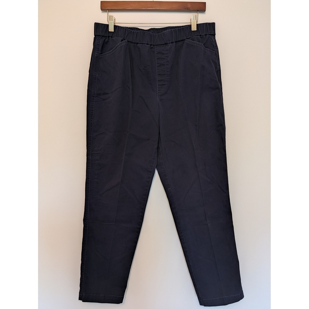 Lands' End Women Mid Rise Elastic Waist Chino Pull On Pants 12T (fits 33x29)